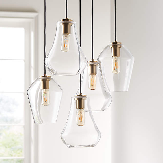 Arren Brass 3-Light Round Pendant with Round Clear Glass Shades ...