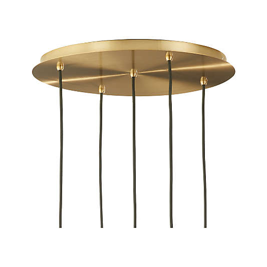 Arren Brass 5-Light Round Pendant with Angled Milk Glass Shades