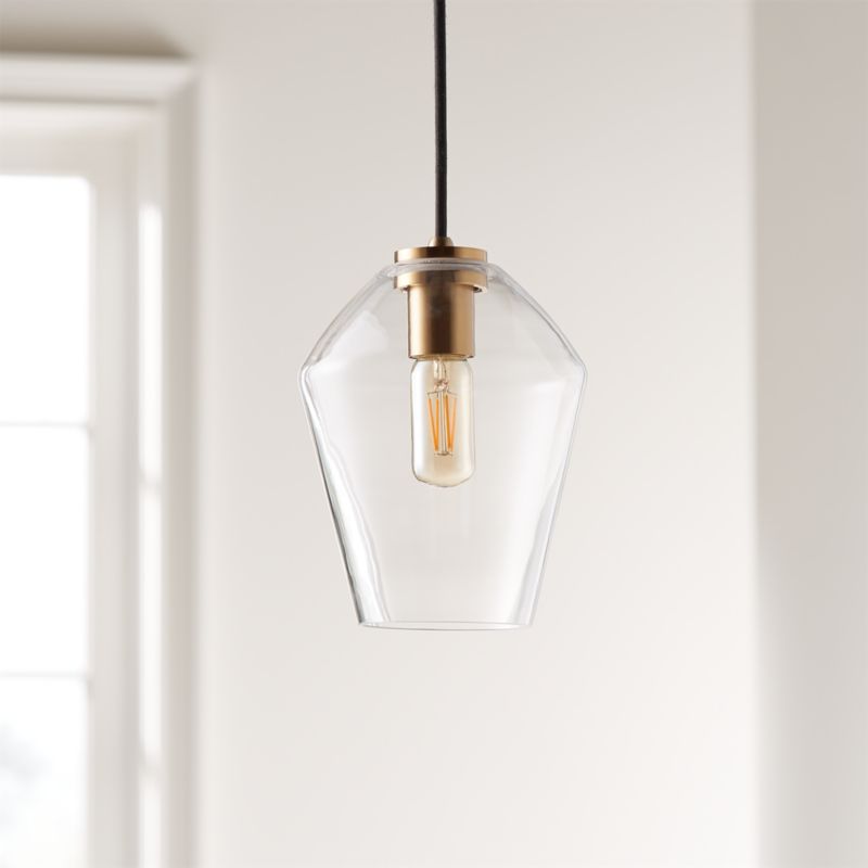 Arren Brass Single Pendant Light with Clear Angled Shade