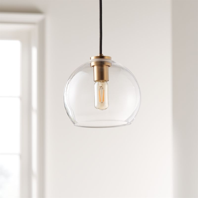 Arren Brass Single Pendant Light with Clear Round Shade