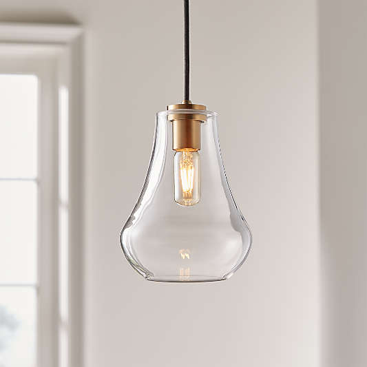 Arren Brass Single Pendant Light with Clear Teardrop Shade