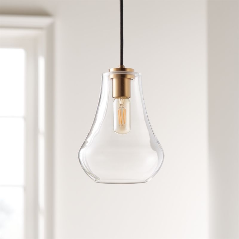 Arren Brass Single Pendant with Clear Teardrop Shade + Reviews | Crate ...
