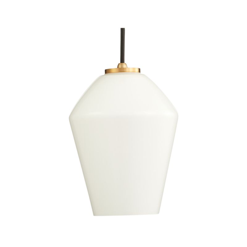 Arren Brass Single Pendant Light with Milk Angled Shade