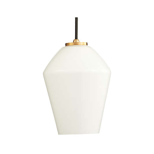 Arren Brass Single Pendant Light with Milk Angled Shade