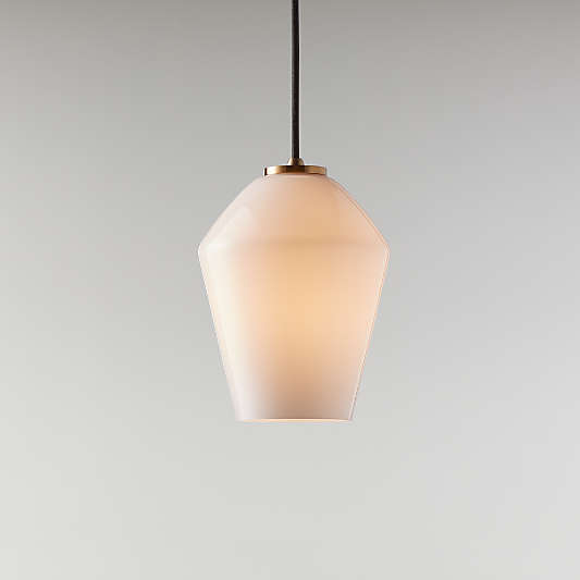 Arren Brass Single Pendant Light with Milk Angled Shade 6.7"