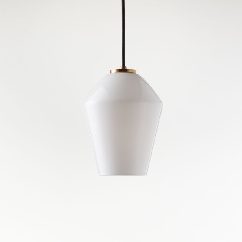 Arren Brass Single Pendant Light with Milk Angled Shade
