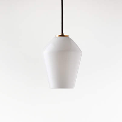 Arren Brass Single Pendant Light with Milk Angled Shade