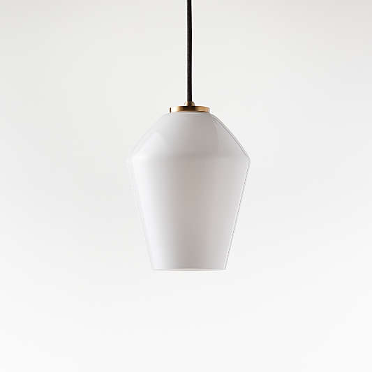 Arren Brass Single Pendant Light with Milk Angled Shade