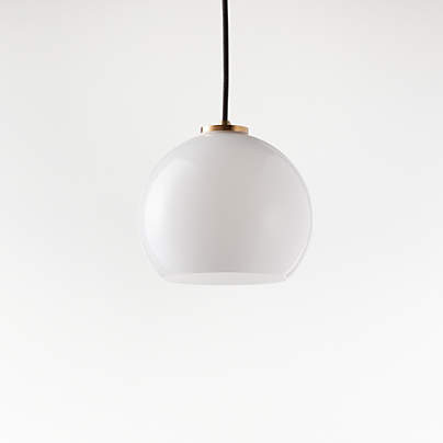 Arren Brass Single Pendant Light with Milk Round Shade