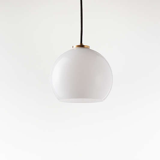 Arren Brass Single Pendant Light with Milk Round Shade