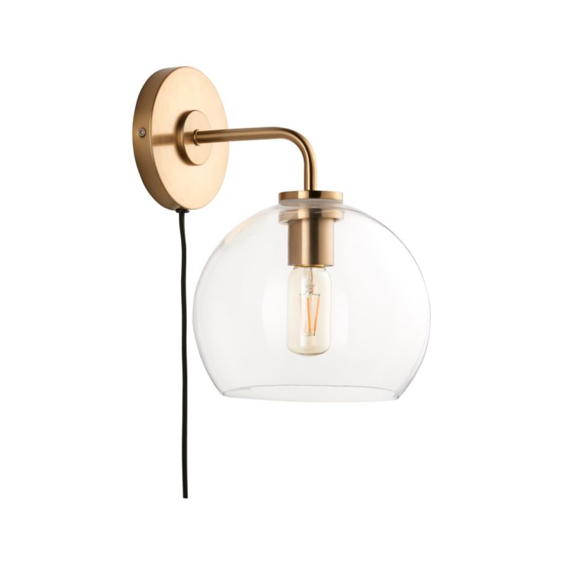 Arren Brass Plug In Wall Sconce Light with Clear Round Shade - image 11 of 13