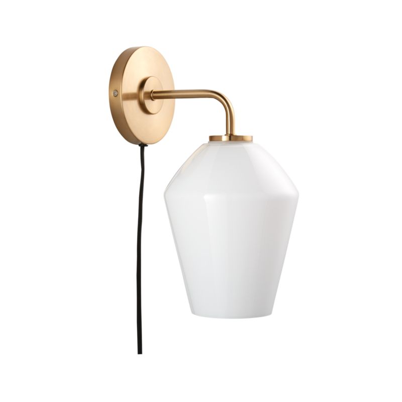 Arren Brass Plug In Wall Sconce Light with Milk Angled Shade - image 11 of 12