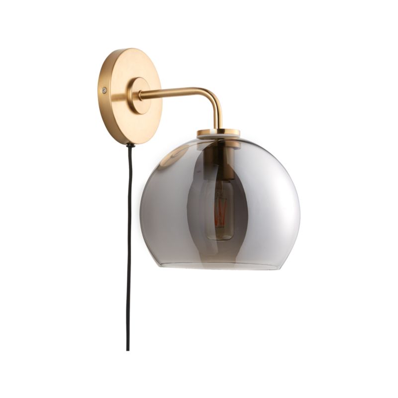 Arren Brass Plug In Wall Sconce Light with Silver Round Shade - image 11 of 12