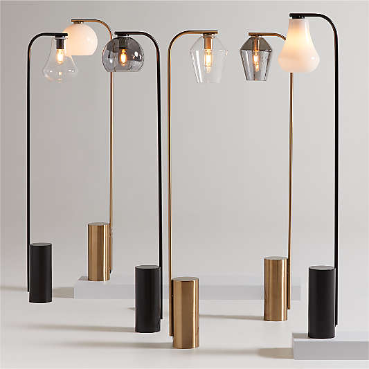 Arren Black Floor Lamp with Clear Round Shade 56"