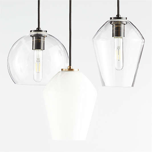 Arren Black Single Pendant Light with Clear Angled Shade 6.7"