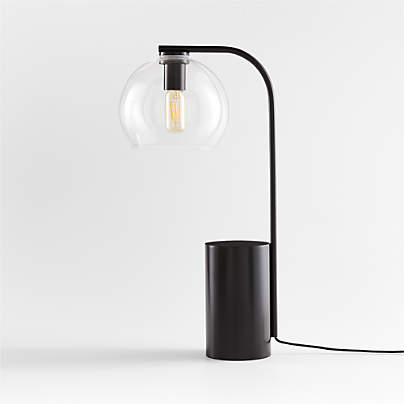 Arren Black Table Lamp with Clear Round Shade 22.25"