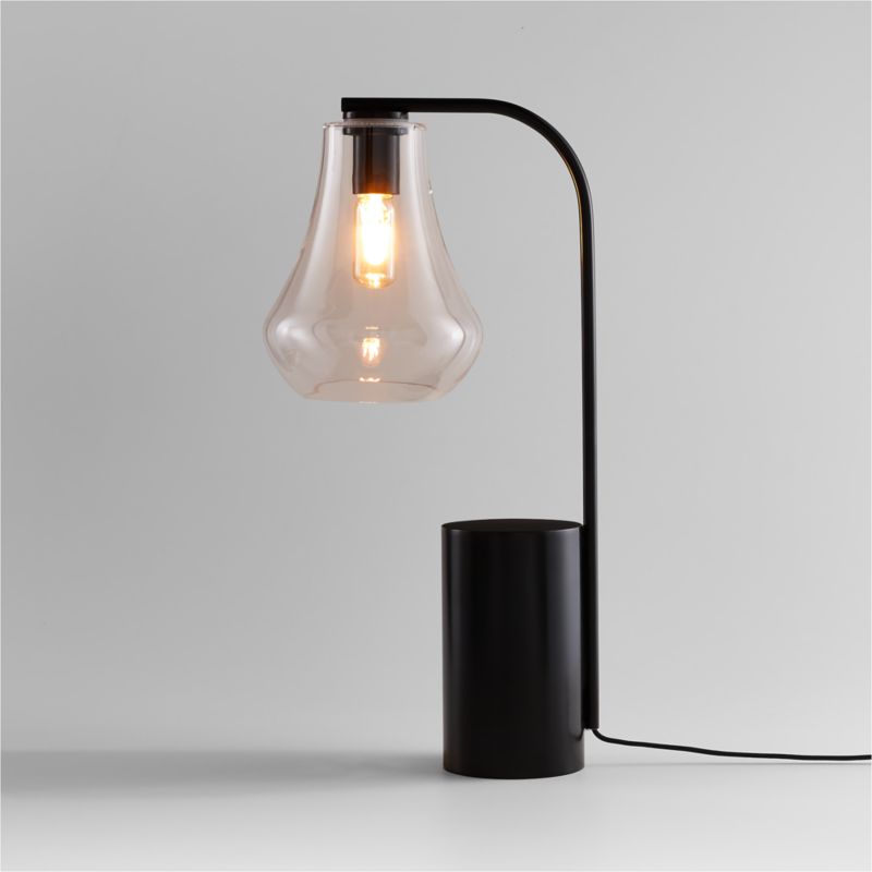 Arren Black Table Lamp with Clear Teardrop Shade