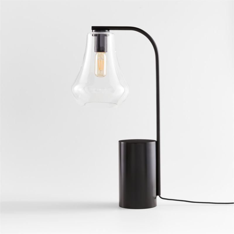 Arren Black Table Lamp with Clear Teardrop Shade