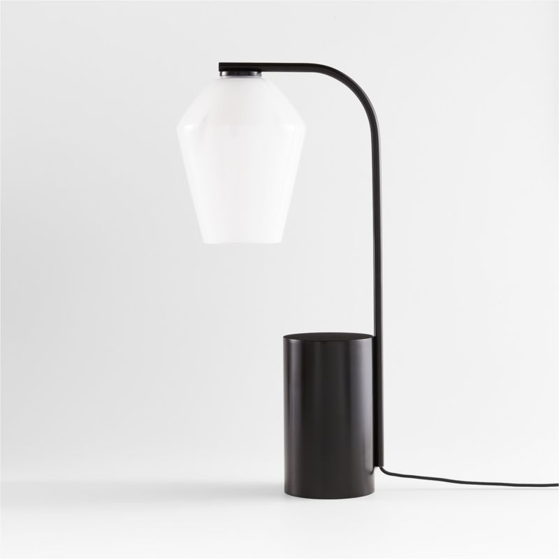 Arren Black Table Lamp with Milk Angled Shade