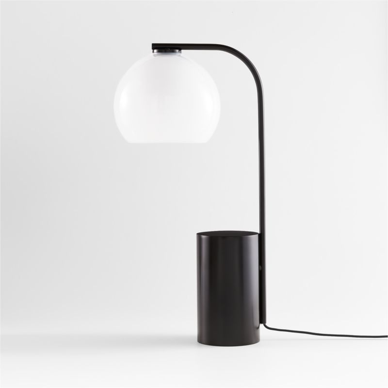 Arren Black Table Lamp with Milk Round Shade