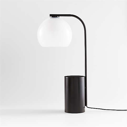 Arren Black Table Lamp with Milk Round Shade 22.25"