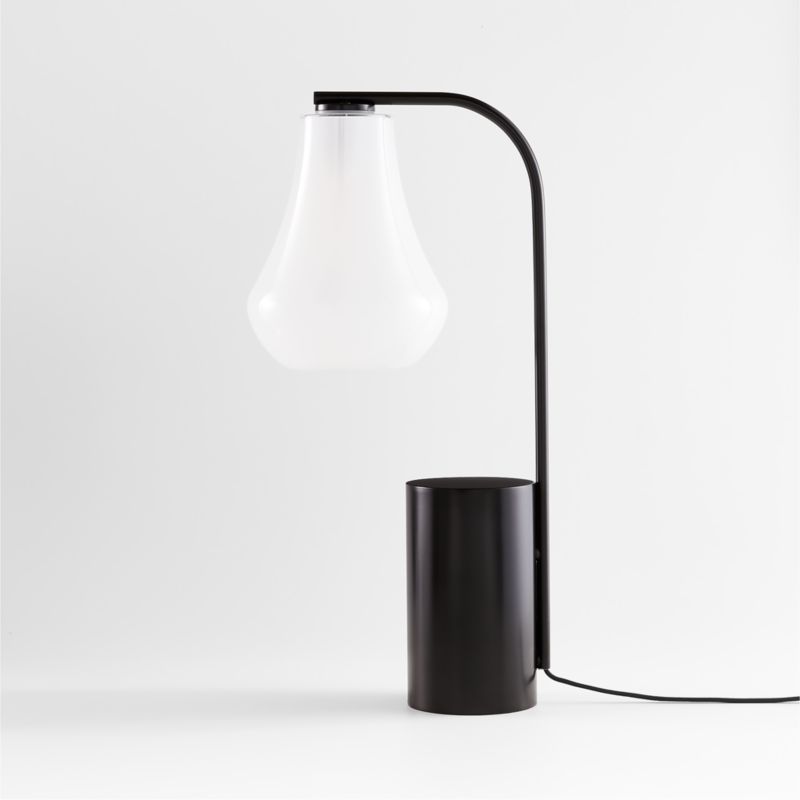 Arren Black Table Lamp with Milk Teardrop Shade