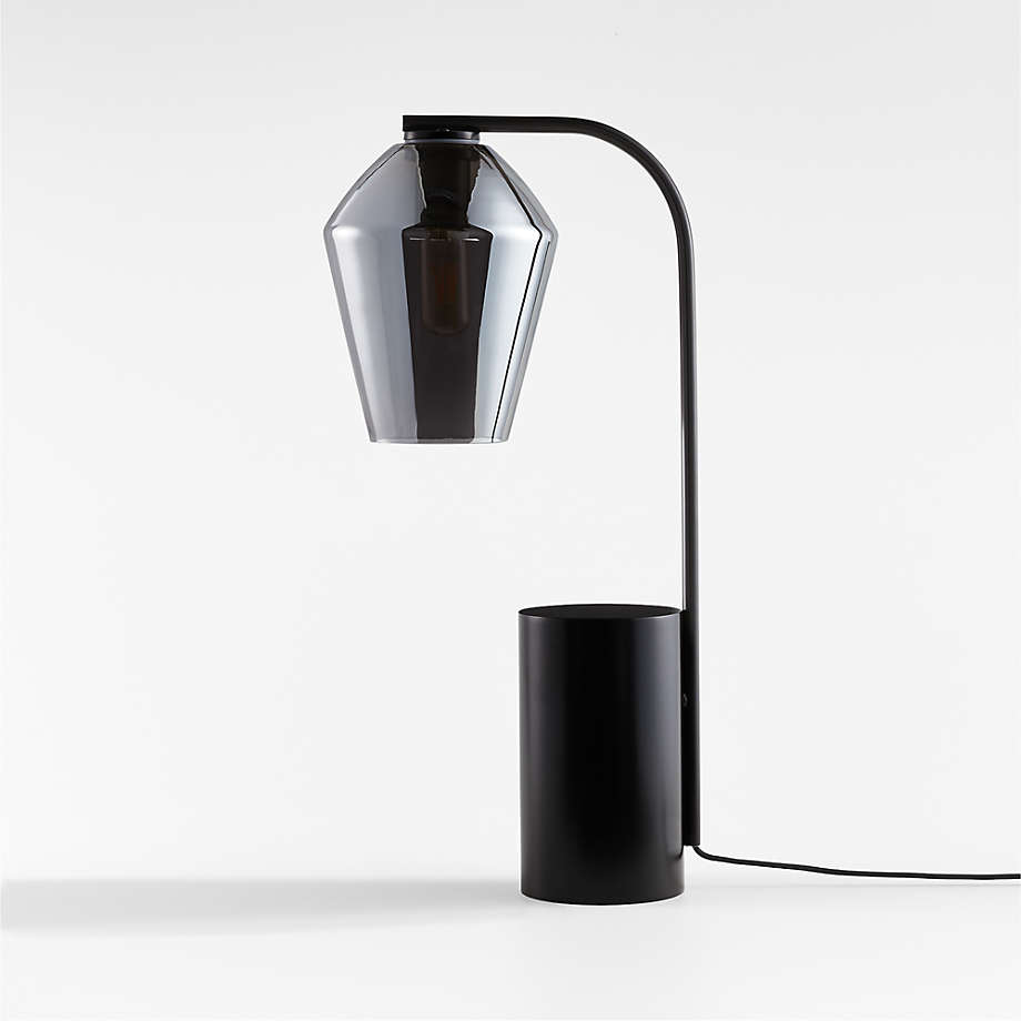 Arren Black Table Lamp with Silver Angled Shade