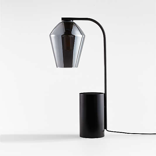 Arren Black Table Lamp with Silver Angled Shade 22.25"