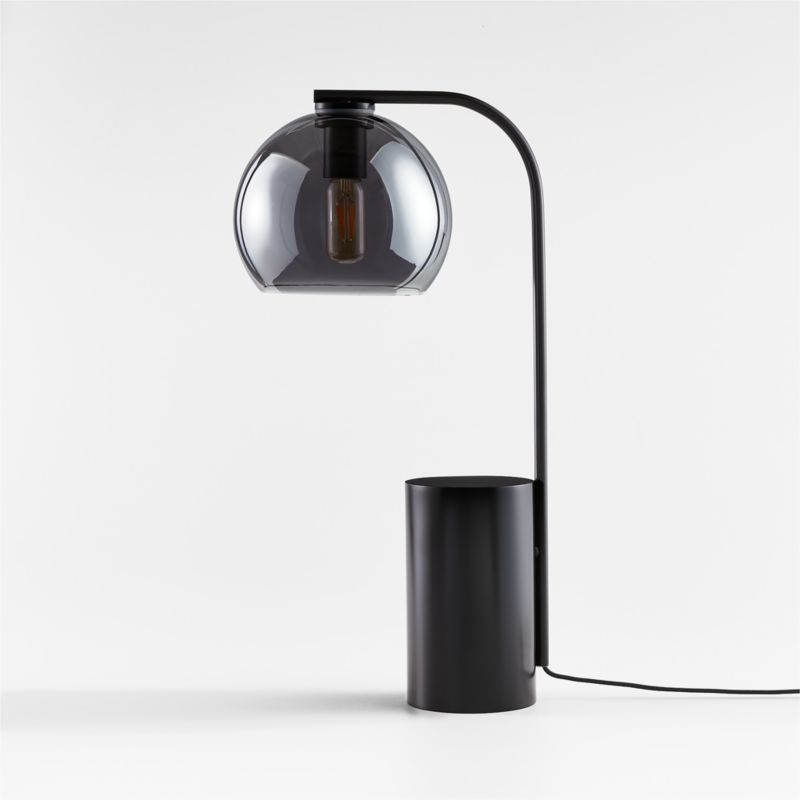 Arren Black Table Lamp with Silver Round Shade