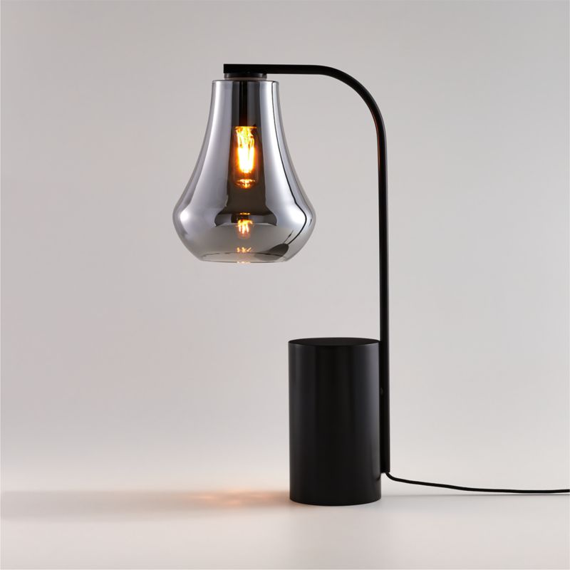 Arren Black Table Lamp with Silver Teardrop Shade