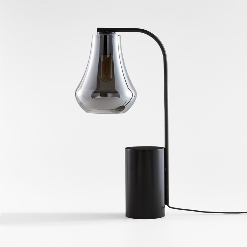 Arren Black Table Lamp with Silver Teardrop Shade