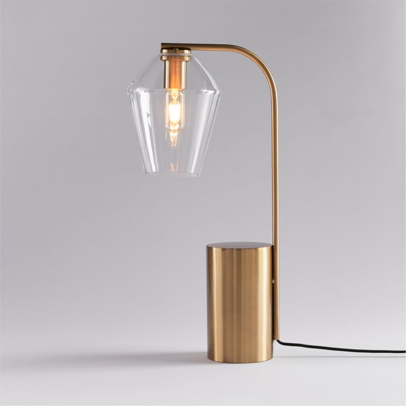 Arren Brass Table Lamp with Clear Angled Shade