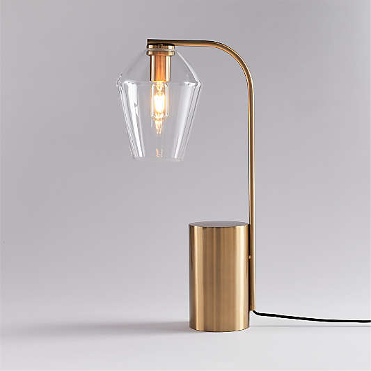 Arren Brass Table Lamp with Clear Angled Shade 22.25"