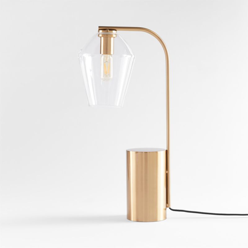 Arren Brass Table Lamp with Clear Angled Shade