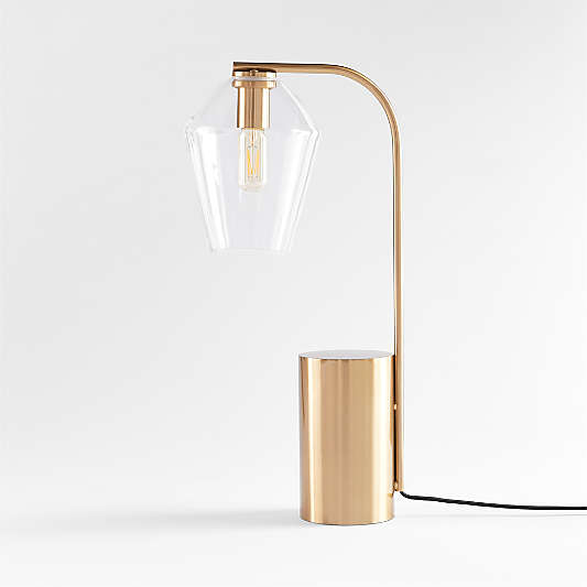 Arren Brass Table Lamp with Clear Angled Shade 22.25"