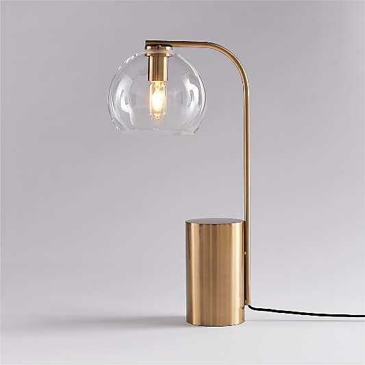 Arren Brass Table Lamp with Clear Round Shade 22.25"