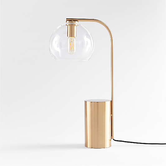 Arren Brass Table Lamp with Clear Round Shade 22.25"