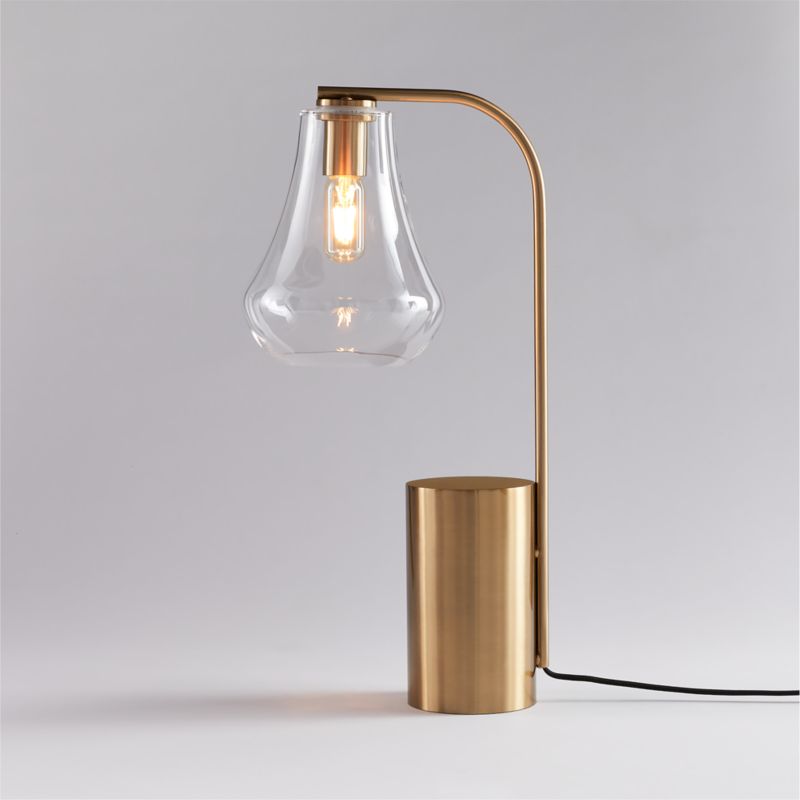 Arren Brass Table Lamp with Clear Teardrop Shade