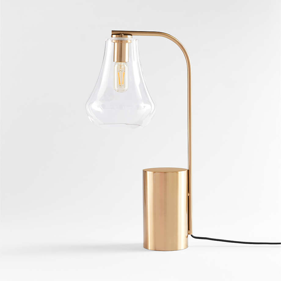 Arren Brass Table Lamp with Clear Teardrop Shade