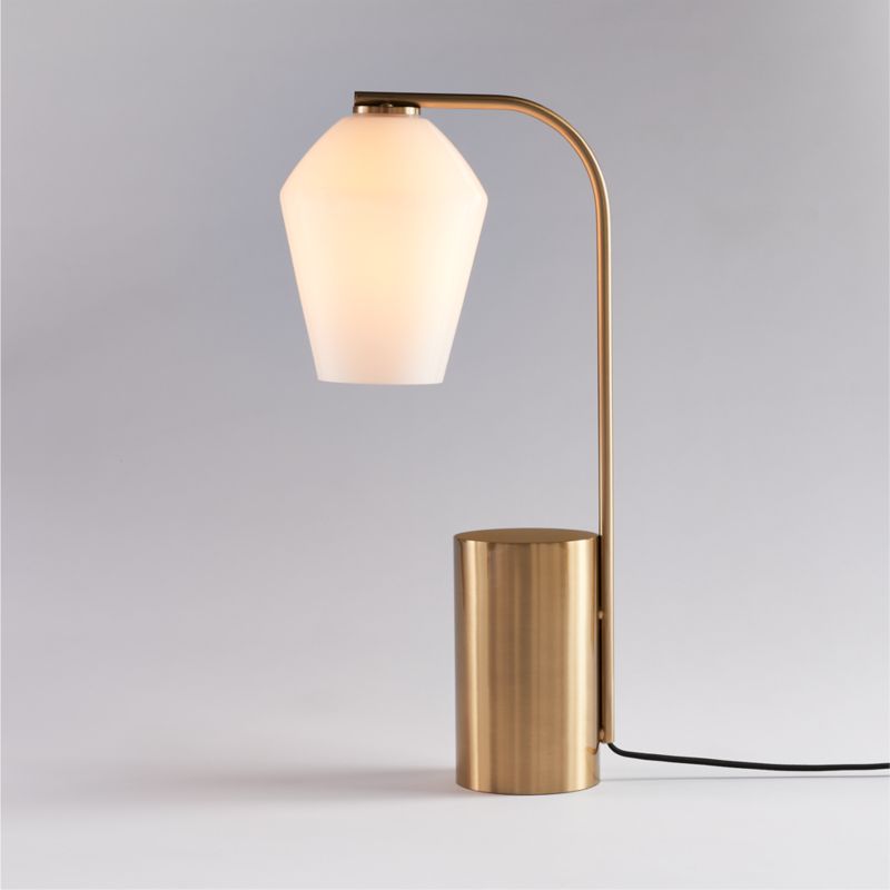 Arren Brass Table Lamp with Milk Angled Shade