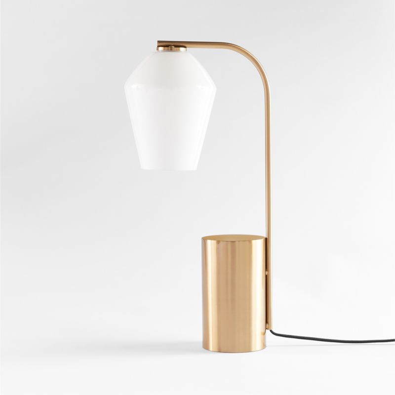 Arren Brass Table Lamp with Milk Angled Shade