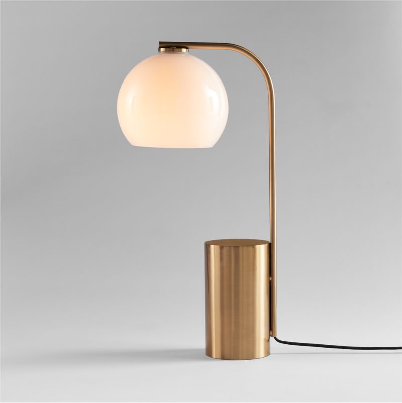 Arren Brass Table Lamp with Milk Round Shade