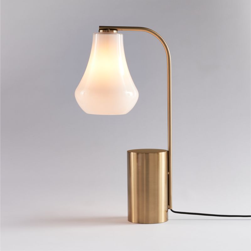 Arren Brass Table Lamp with Milk Teardrop Shade