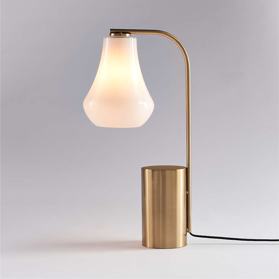 Arren USB Brass Table Desk Lamp with Milk Teardrop Shade + Reviews