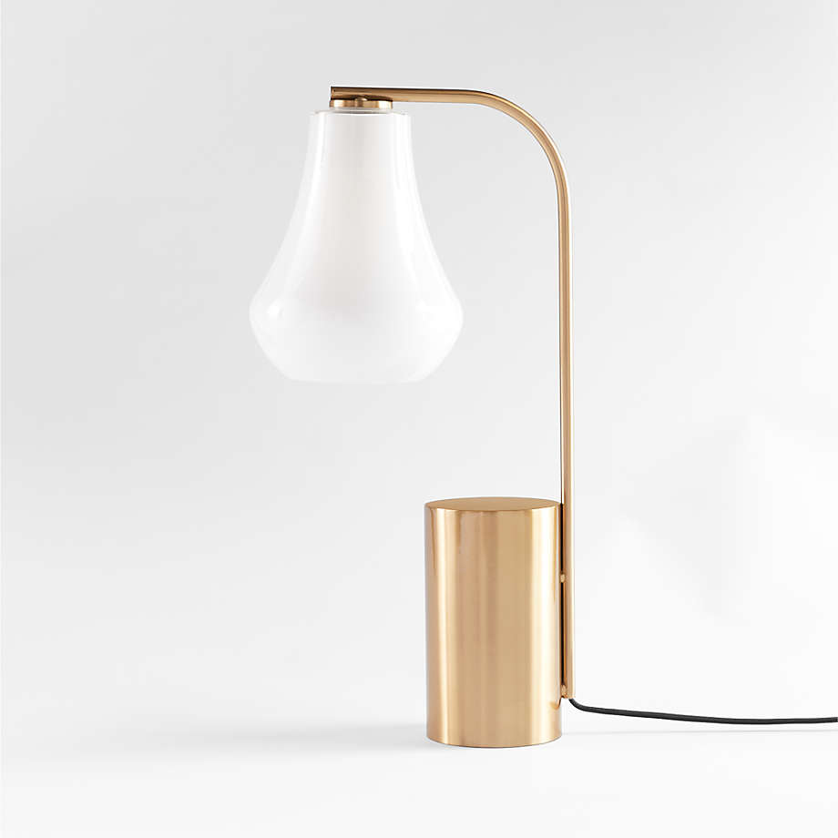 Arren Brass Table Lamp with Milk Teardrop Shade