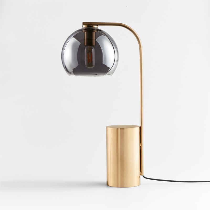 Arren Brass Table Lamp with Silver Round Shade