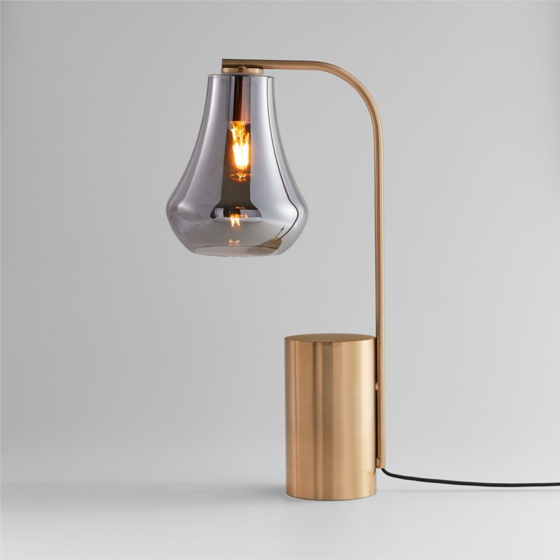 Arren Brass Table Lamp with Silver Teardrop Shade