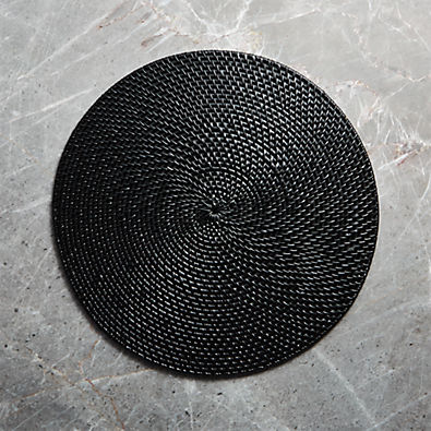 View Artesia Round Black Woven Rattan Placemat details