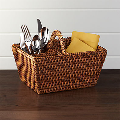 View Artesia Honey Rattan Flatware Caddy details