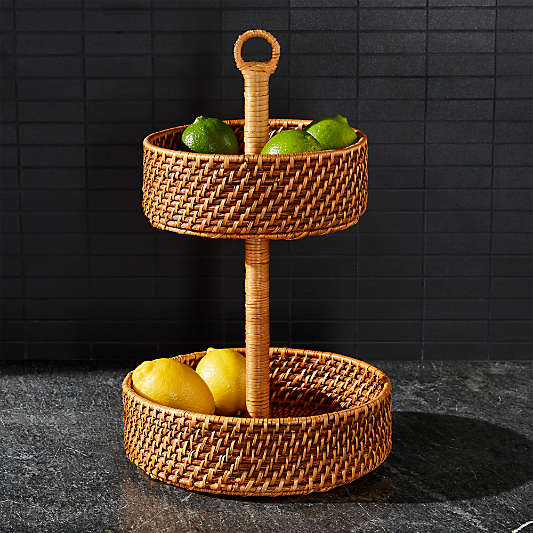 Artesia 2 Tier Rattan Fruit Basket